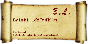 Briski Lóránt névjegykártya